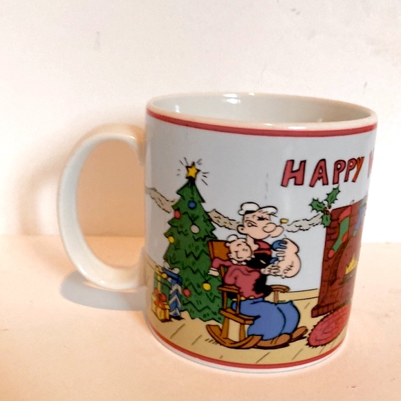 Popeye Vintage 1991 Happy Holidays Presents Mug Cartoon Classic Mug 12 oz - Picture 2 of 10